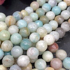 8mm Faceted Amazonite Genuine Semi Precious Natural Gemstone Bead Strand